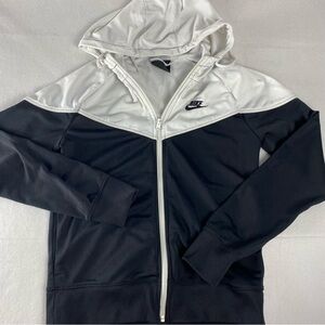 Nike Zip-Up Hooded Jacket women size small white black soft lightweight jogging